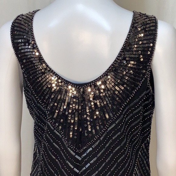 NWOT Cupio Black Beaded Sequin Embellished Sleeveless Shift Evening Dress Sz 10 - Picture 10 of 12